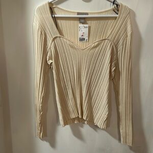 Beige Long Sleeve Off Shoulder Top H&M Size Large